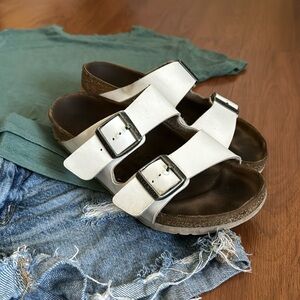 White Birkenstocks, Worn In